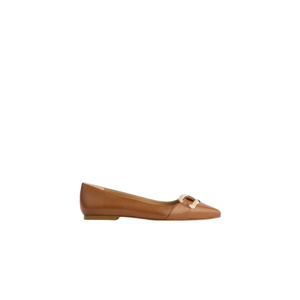 L.K. Bennett Ethel Brown Leather Pointed Flats